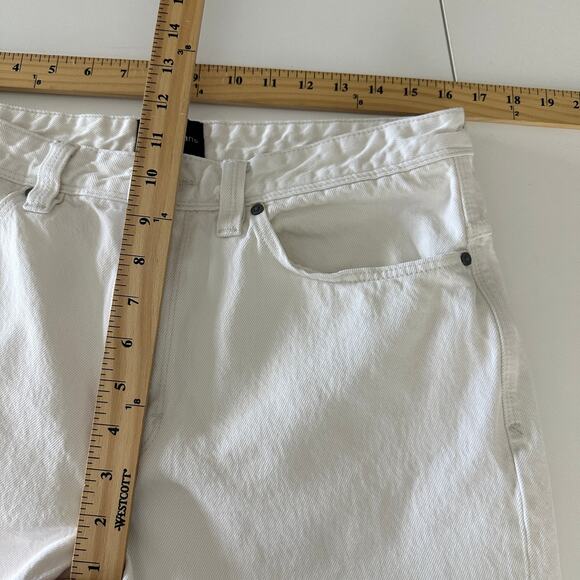 Abrand Men's jeans size 32x25.5 white chopped straight frayed hem stiff denim - Picture 6 of 10